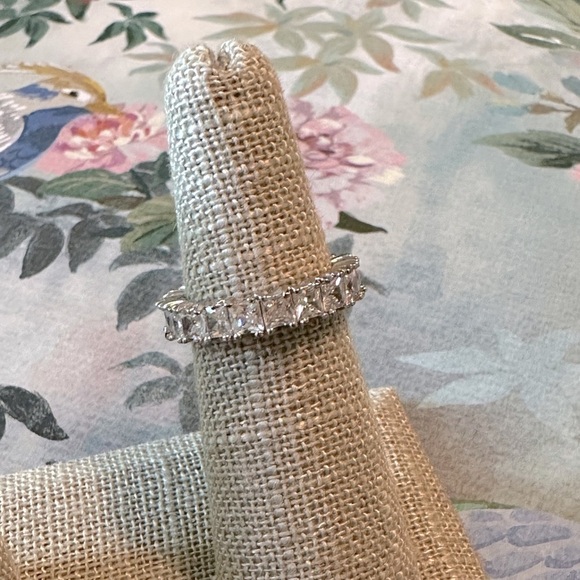CZ Princess Cut Eternity Band Ring SZ 5 3/4 Josie Park Lane Jewelry Silver Tone - Picture 4 of 7
